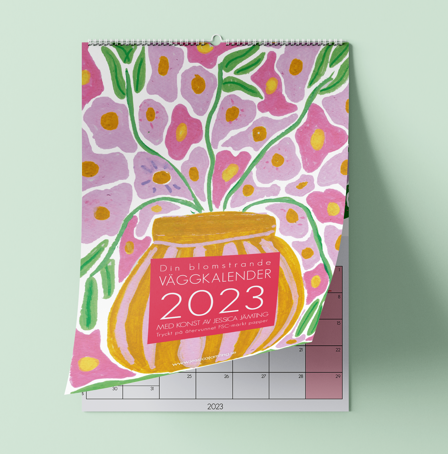 Kalender 2023 - Din blomstrande väggkalender med konst av Jessica Jämting