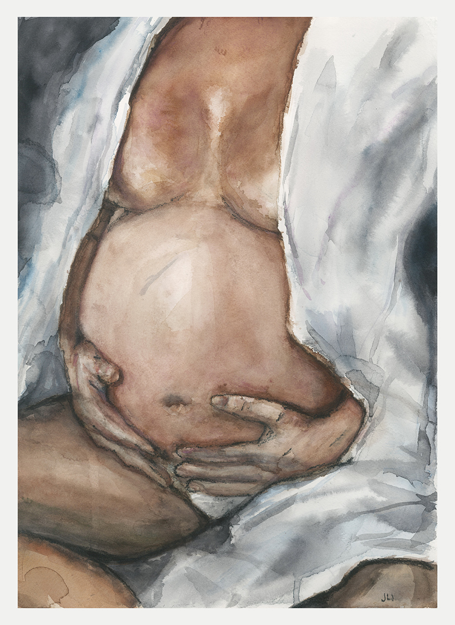 Mother to be – Originalmålning i akvarell av Jessica Jämting