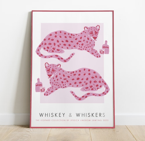 Pink Whiskey & Whiskers - Poster av Jessica Jämting