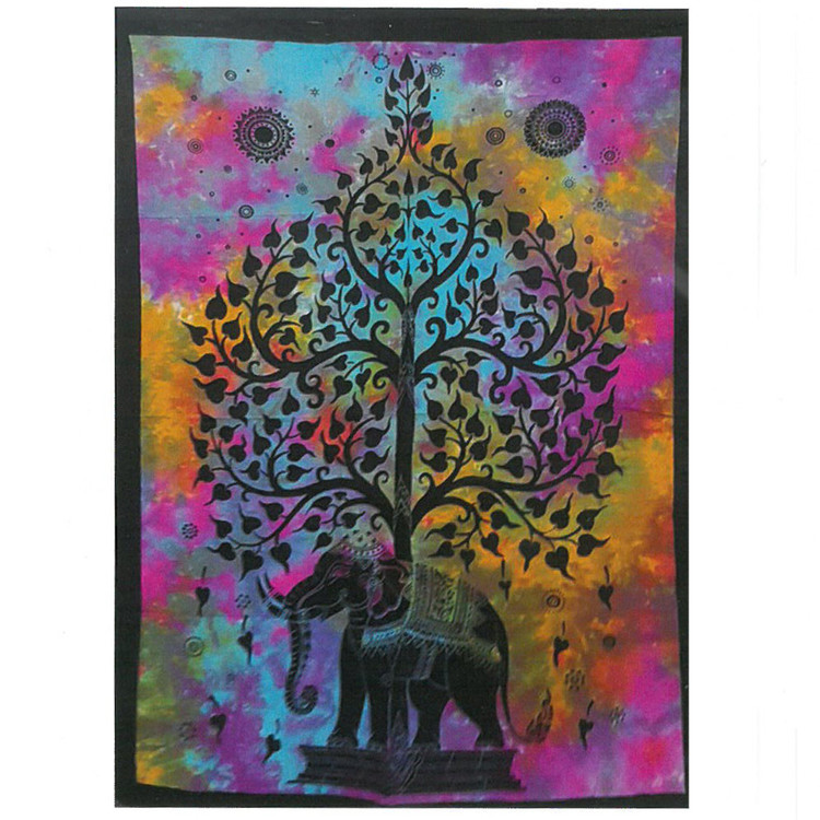 Bomullskonst Livets Träd och Elefant