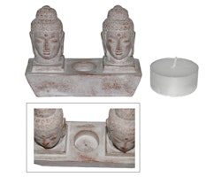 Ljushållare med 2 st Buddhahuvuden