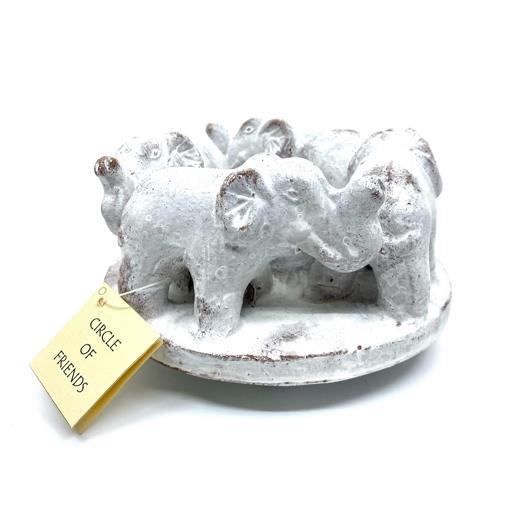 Ljusstake - Keramik elefanter vit