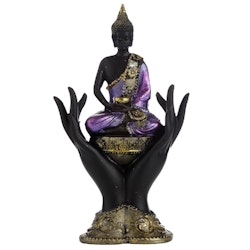 Lila, Guld och svart Thai Buddha i händer Stl S