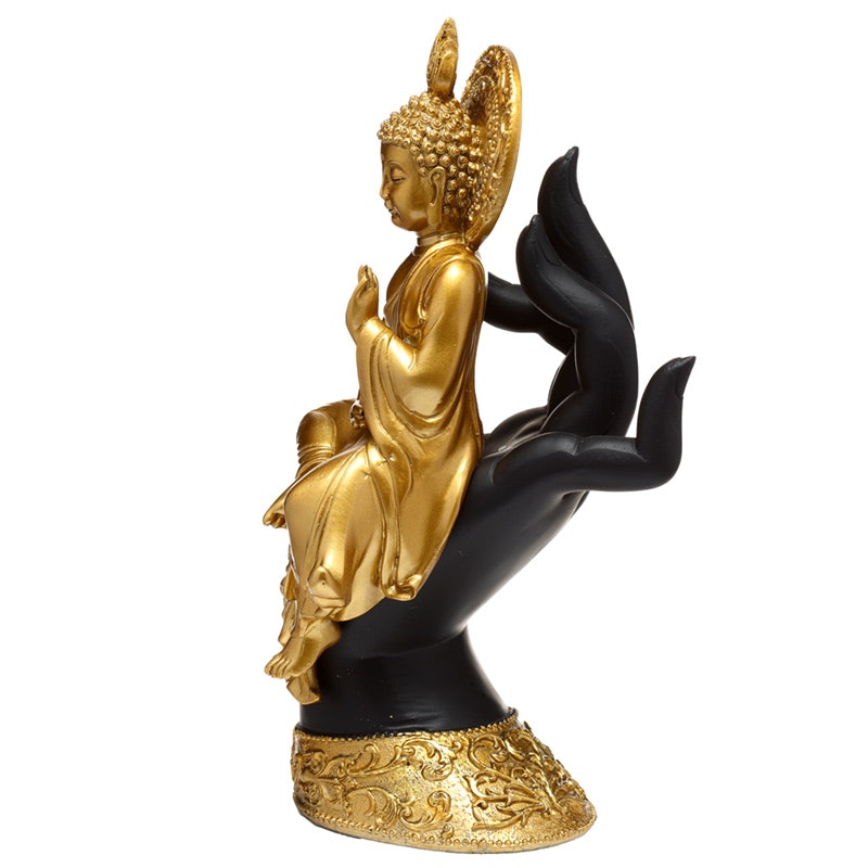 Sittande Thai Buddha i hand i Guld