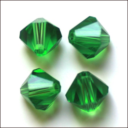 Lyxiga fasetterade Bicon glaspärlor - Klass AAA - grön - 10-p -6x6mm