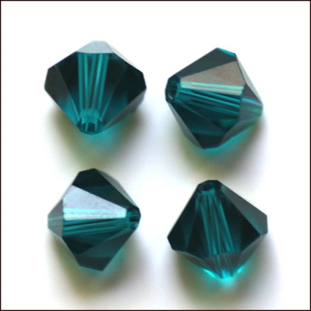 Lyxiga fasetterade Bicon glaspärlor - Klass AAA - grön blå - 10-p -6x6mm