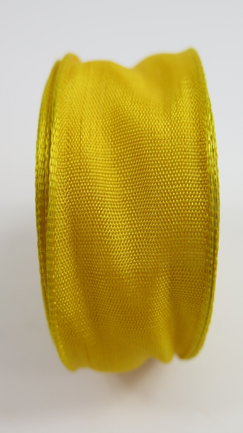 Sidenband med ståltrådskant gul