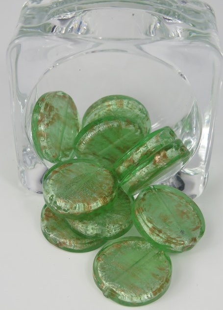 Runda flata glaspärlor Grön