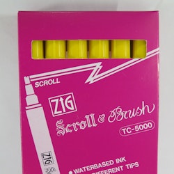 Zig Scroll & Brush tuschpennor 6-p gul