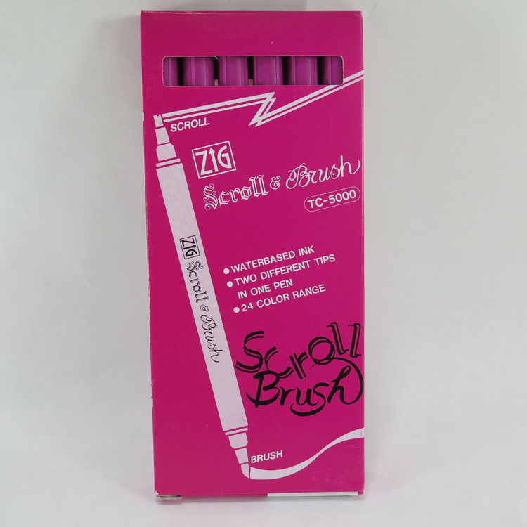 Zig Scroll & Brush tuschpennor 6-p mörk rosa