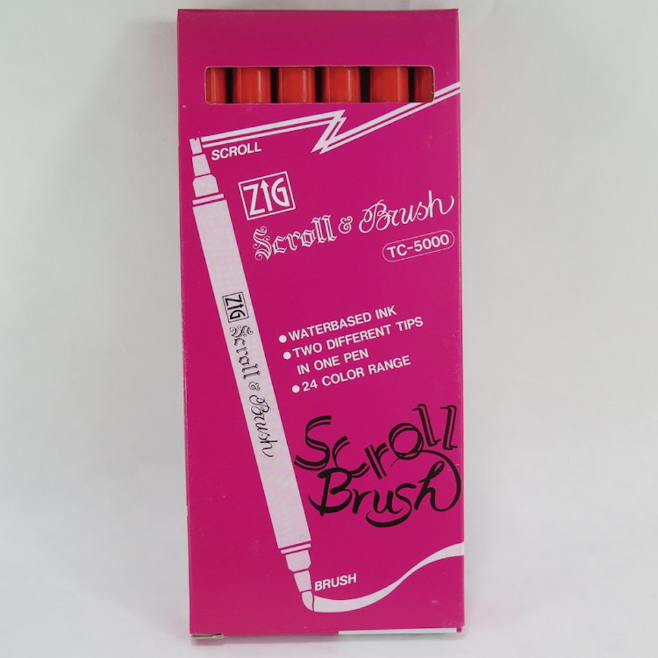 Zig Scroll & Brush tuschpennor 6-p röd orange