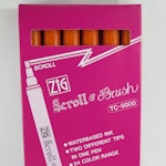 Zig Scroll & Brush tuschpennor 6-p orange