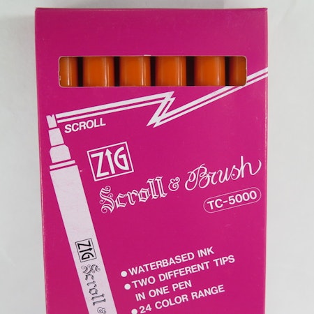 Zig Scroll & Brush tuschpennor 6-p orange