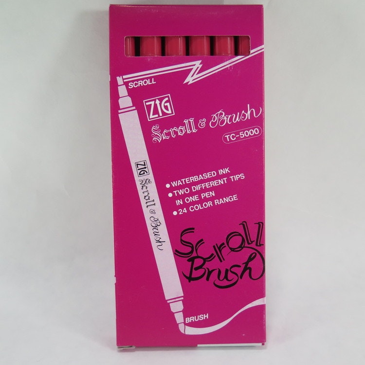 Zig Scroll & Brush tuschpennor 6-p rosa röd