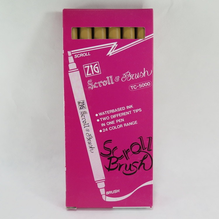 Zig Scroll & Brush tuschpennor 6-p beige