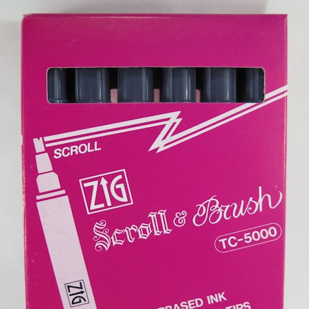 Zig Scroll & Brush tuschpennor 6-p grå