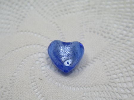 Hjärtformade glaspärlor blå 10-p