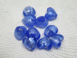 Hjärtformade glaspärlor blå