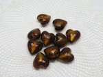 Hjärtformade glaspärlor brun 10-p
