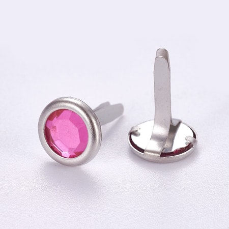 Brads 8mm - Rhinestone akryl rosa 10st