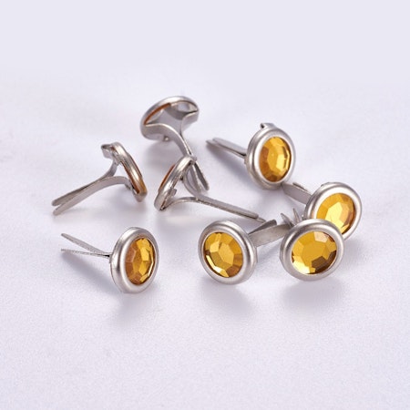 Brads 8mm - Rhinestone akryl gul 10st