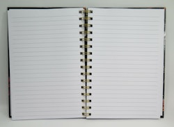 A5 Notebook/skrivbok svart med blommor