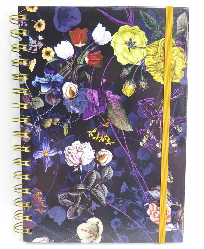 A5 Notebook/skrivbok blå med blommor