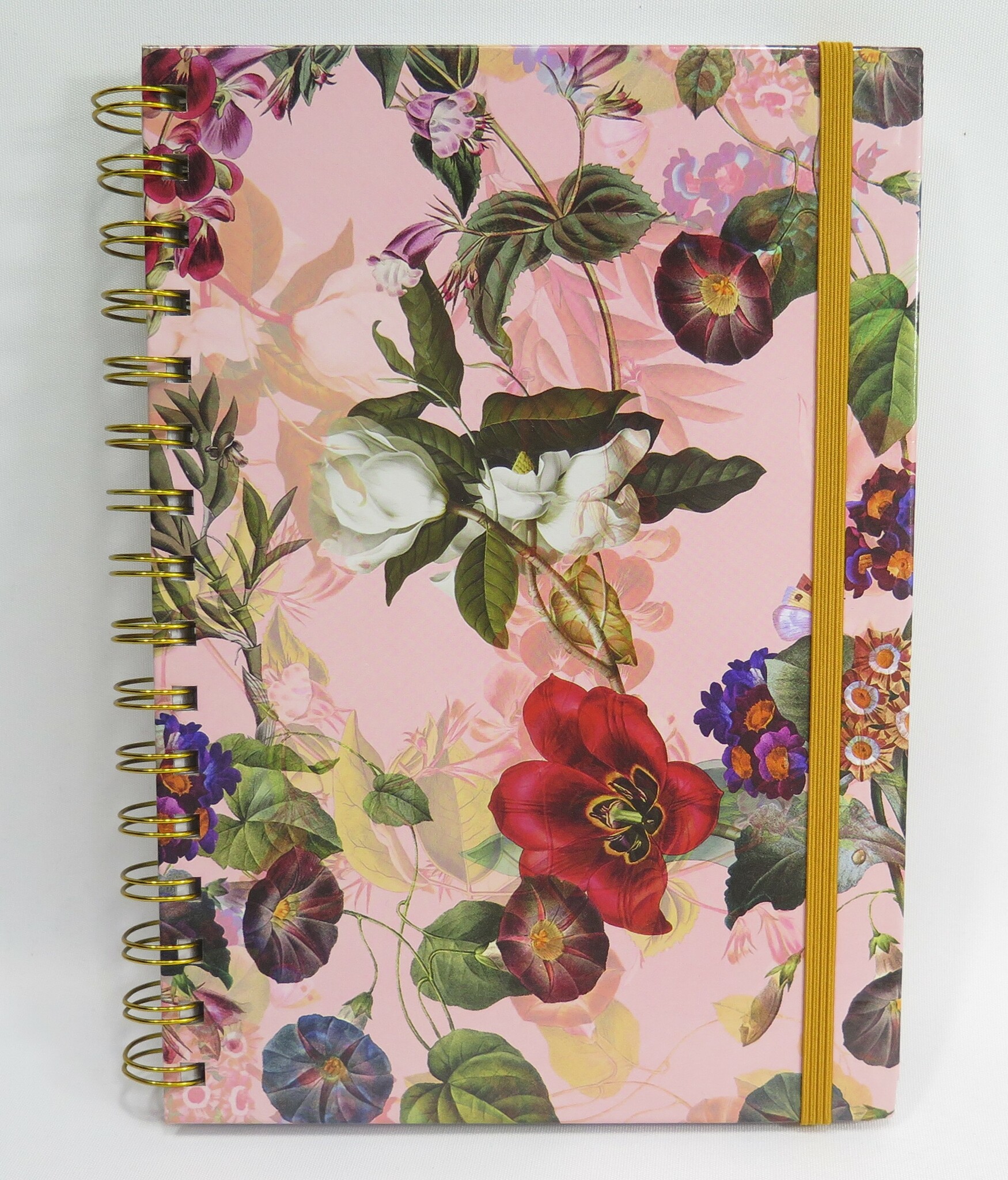 A5 Notebook/skrivbok rosa med blommor