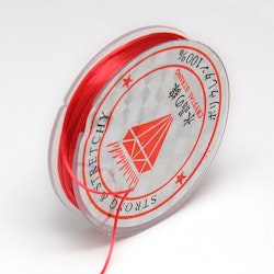 Färgad Elastisk nylontråd på rulle 0,6mm Röd