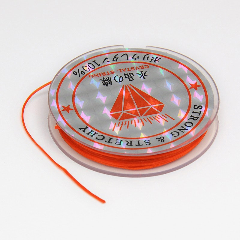 Färgad Elastisk nylontråd på rulle 0,6mm Orange röd