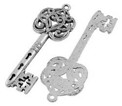 Charms - Berlock - Nyckel - antik silver