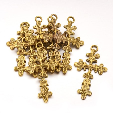 Charms - Berlock - Kors  - antik guld