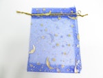 Organza / smycke påse blå mönstrad ca 12x9, 5-pack