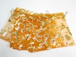 Organza / smycke påse orange mönstrad ca 12x9, 5-pack