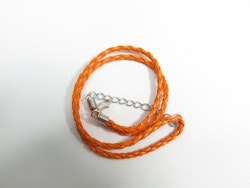 Flätat läder halsband med hummer lås, orange