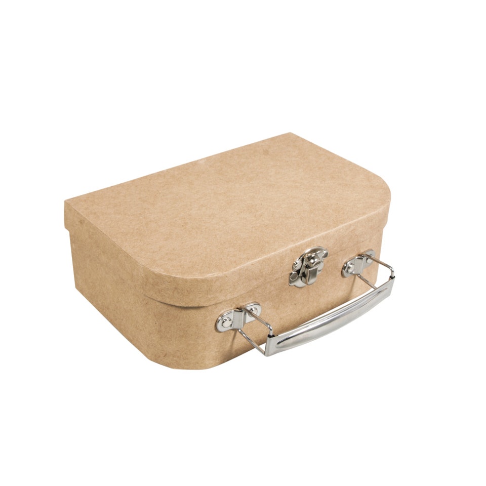 PapierMache resväska med metall handtag.