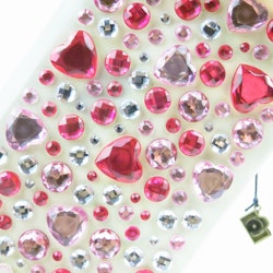 Rhinestone Stickers hjärtan o halvrunda rosa