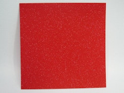 Fyrkantiga små orgamipapper glitter - röd - 6,5x6,5 - 4st
