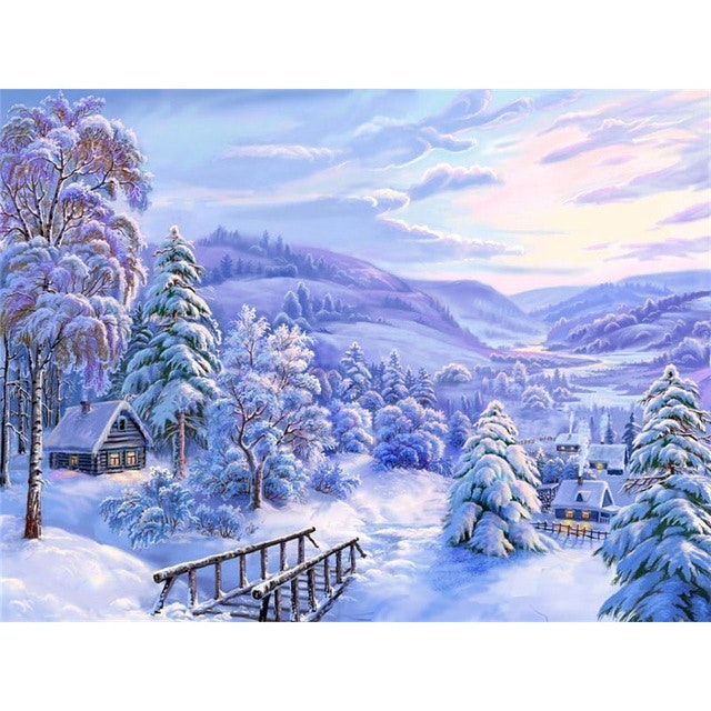 Vinter landskap - Diamond Painting   - 40x30