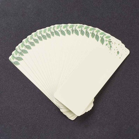 DIY bokmärkes kort - grön med blad - 20 pack
