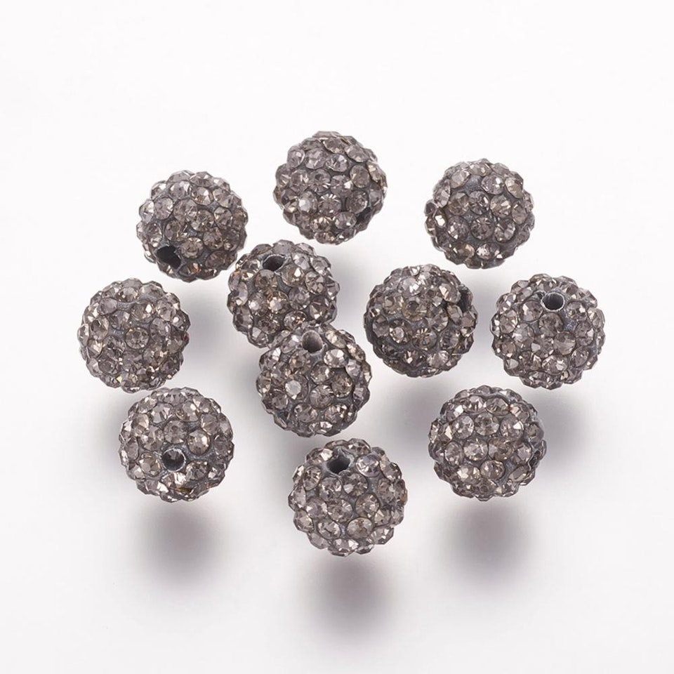 Strass pärlor - klass A - polymerlera/svart diamant - 8mm - 1st