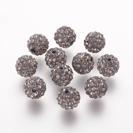 Strass pärlor - klass A - polymerlera/svart diamant - 10mm - 1st