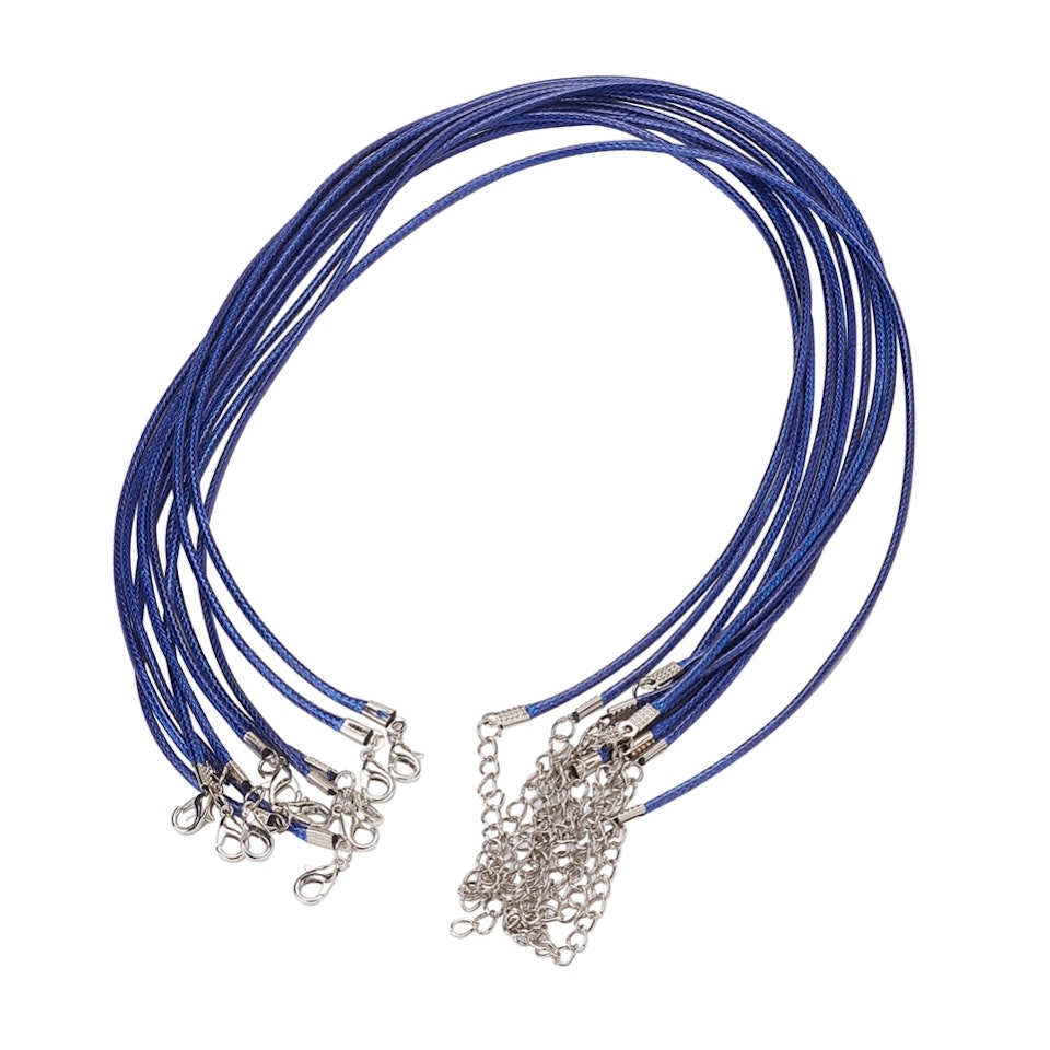 Vaxat halsband med hummer lås, mörk blå