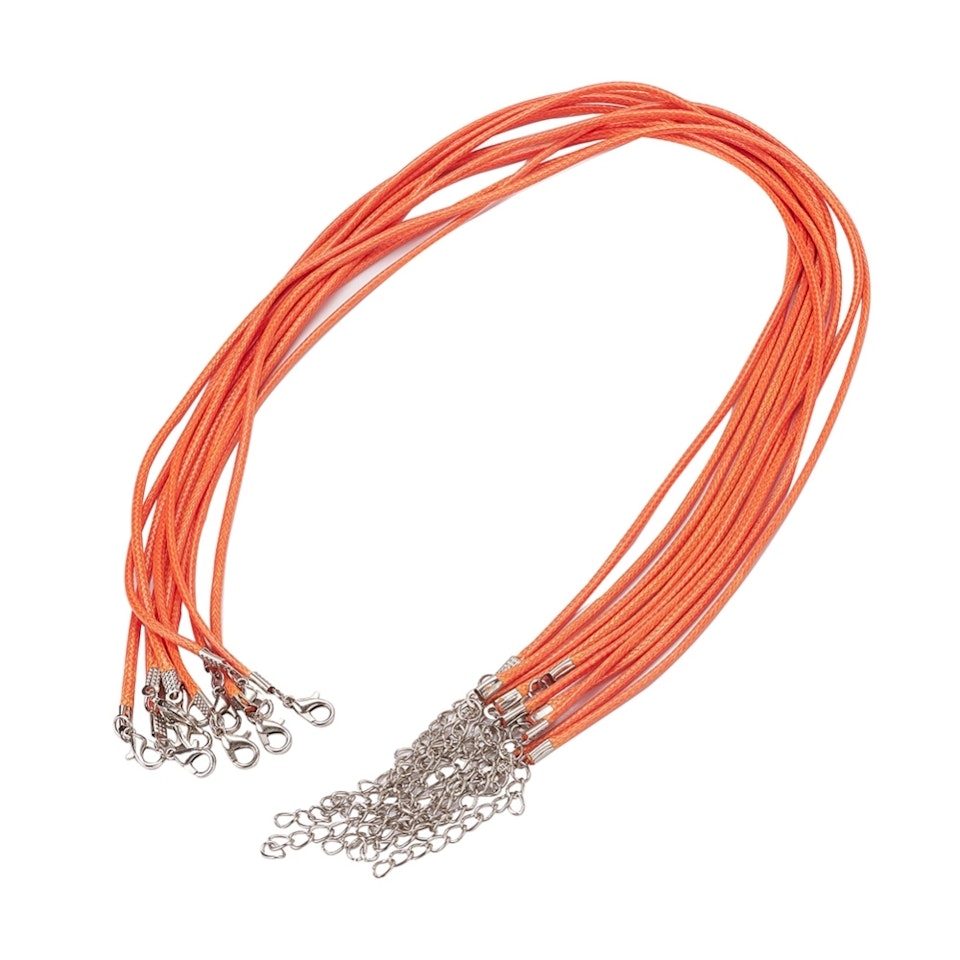 Vaxat halsband med hummer lås, orange