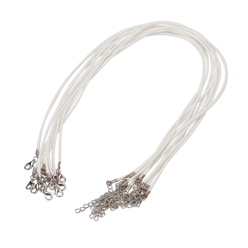 Vaxat halsband med hummer lås, vit