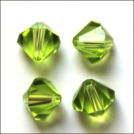 Lyxiga fasetterade Bicon glaspärlor - Klass AAA - gul grön - 20-p -4x4mm