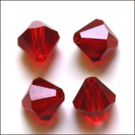 Lyxiga fasetterade Bicon glaspärlor - Klass AAA - mörk röd - 10-p -8x8mm