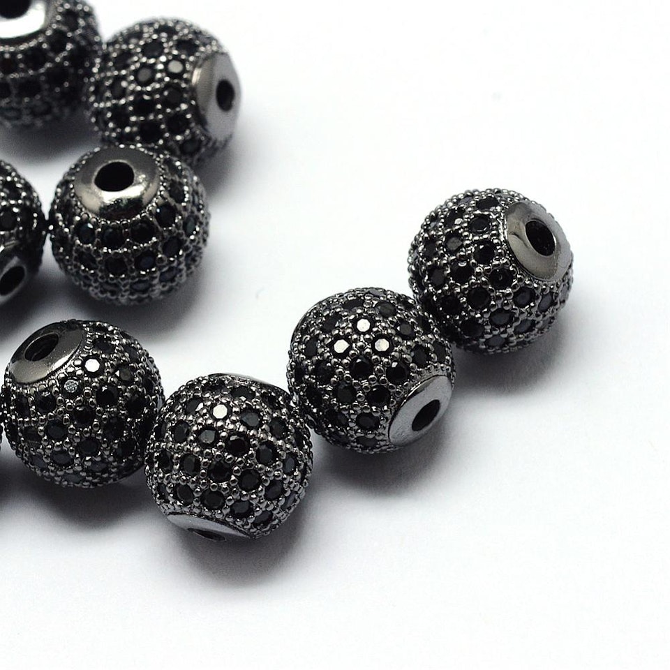 Kubisk Zirkoniumoxidpärla - svart/svart - 10mm
