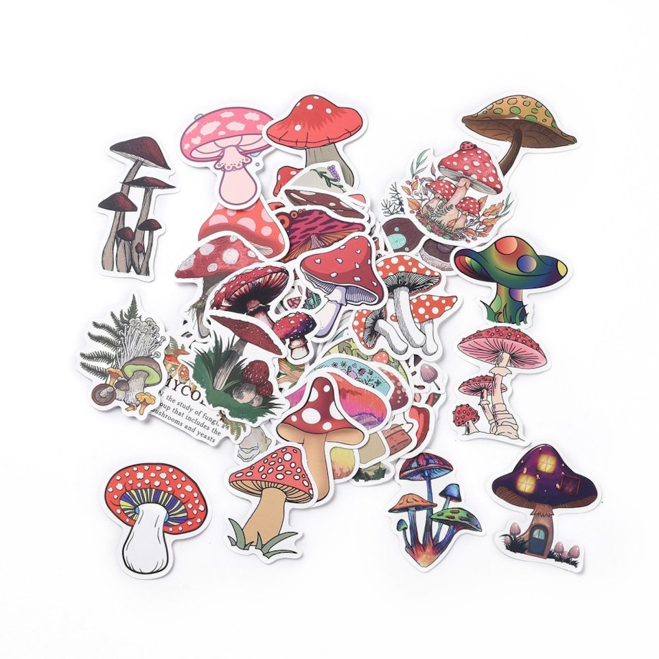Stickers till scrapbooking - tecknade svampar - 50st