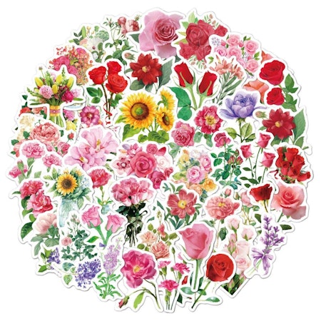 Stickers till scrapbooking - blommor - 50st